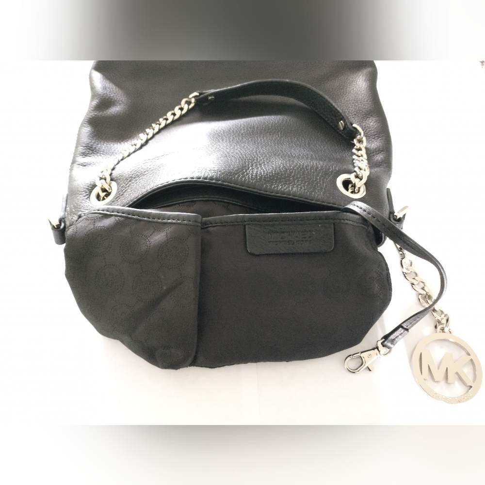 Michael Kors Black Leather Chain Shoulder & Crossbody Bag - Picture 9 of 11